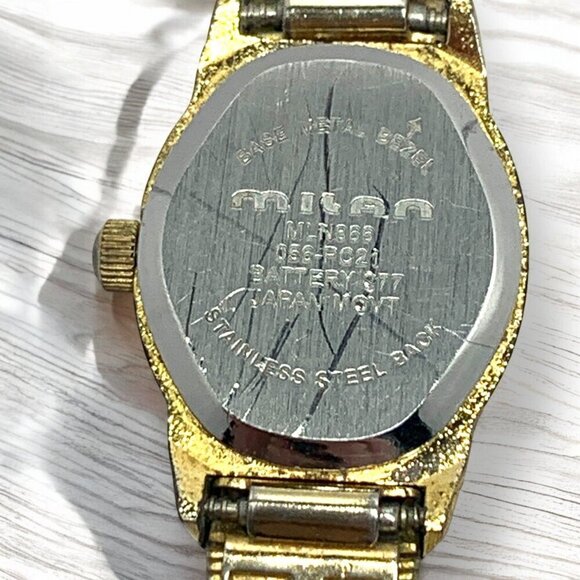 Milan Womens Gold-Tone Quartz Watch With Genuine Diamond Accent & Textured Metal - Picture 7 of 10